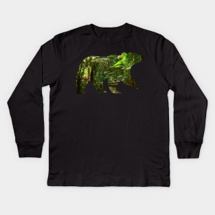 Forest bear silhouette Kids Long Sleeve T-Shirt